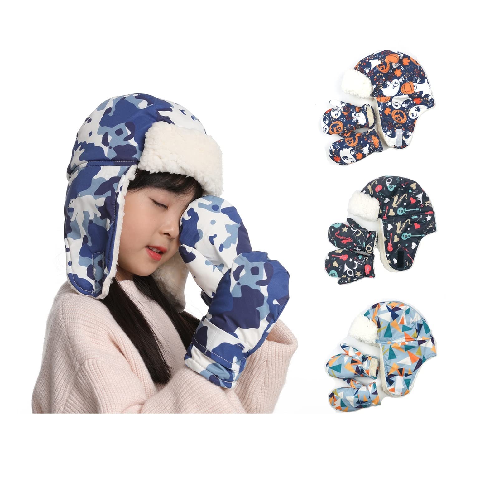 Amazon.co.jp: スキーグローブ 暖かい 子供のサーマルフリースの帽子の